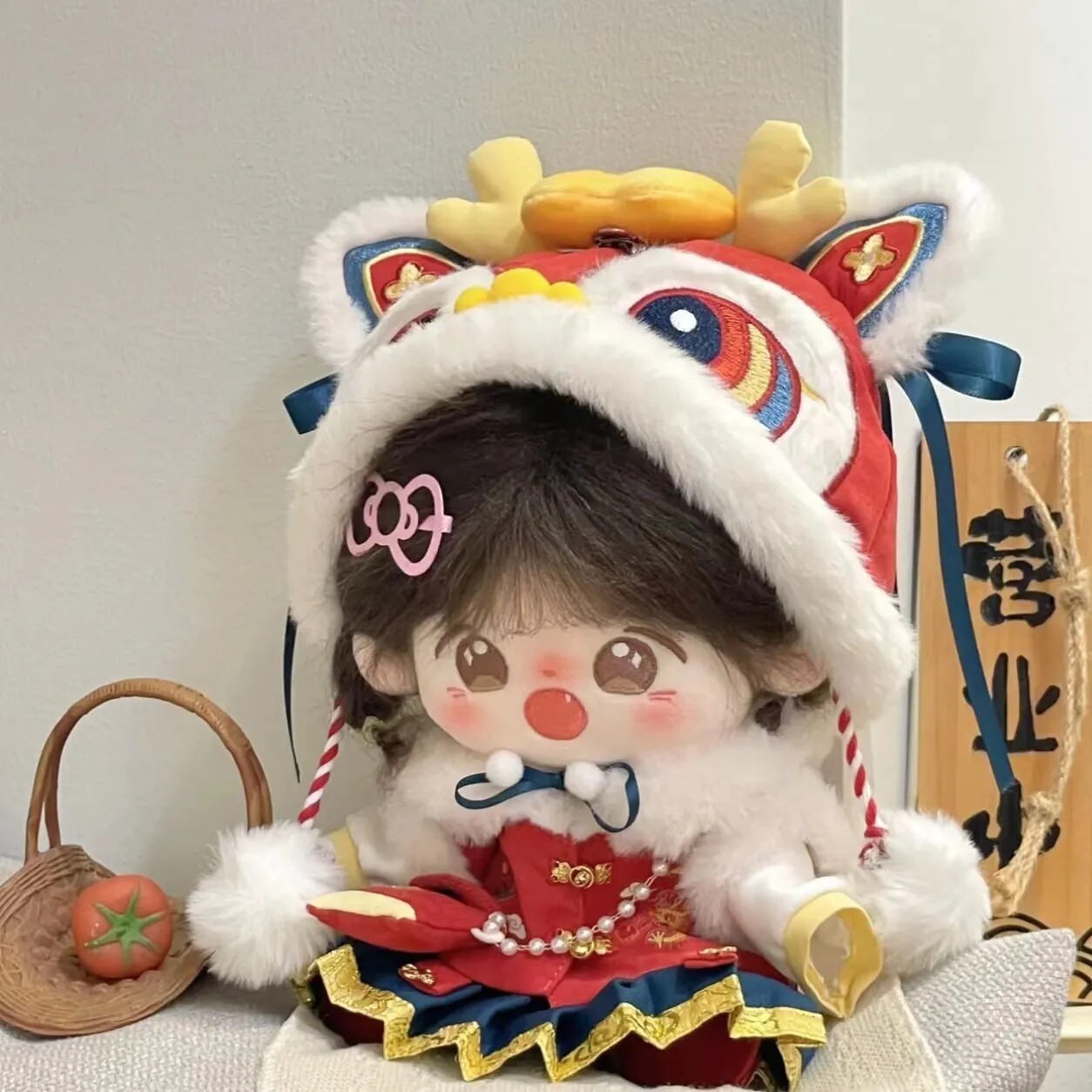 一番赏40cm坐姿20cm旗鼓龙咚棉花娃娃娃衣毛绒公仔拜年服替换装