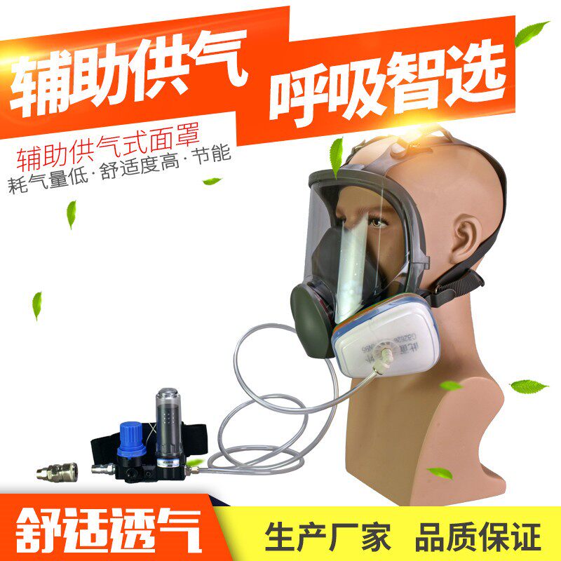 辅助供气式空气呼吸器防毒面具全面罩防尘化工化学喷漆用喷塑喷砂