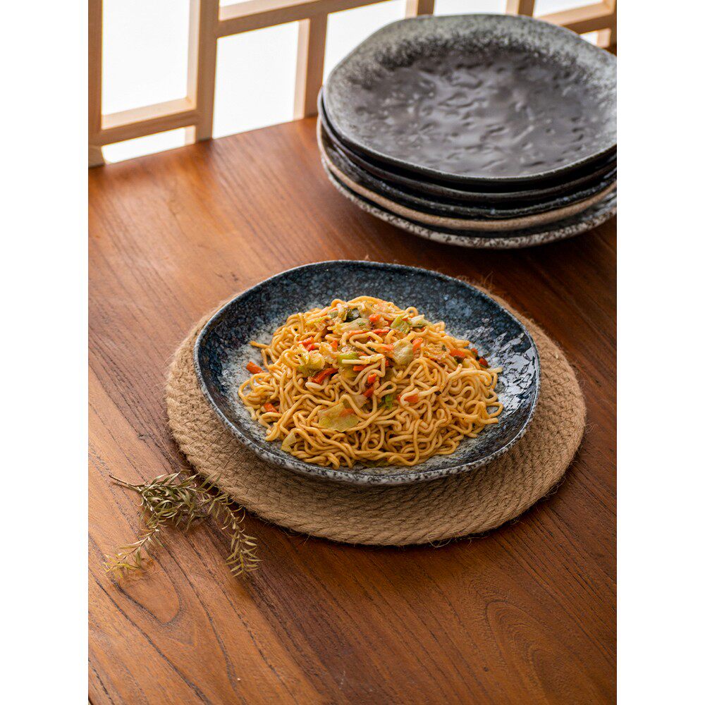 日式复古餐具炒面烩饭意粉盘子卤肉商用炒饭盖浇饭茶餐厅咖喱盘子