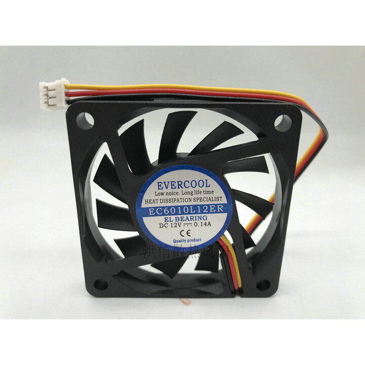 原装EVERCOOL捷冷  EC6010L12ER DC12V 0.14A 3线 静音散热风扇