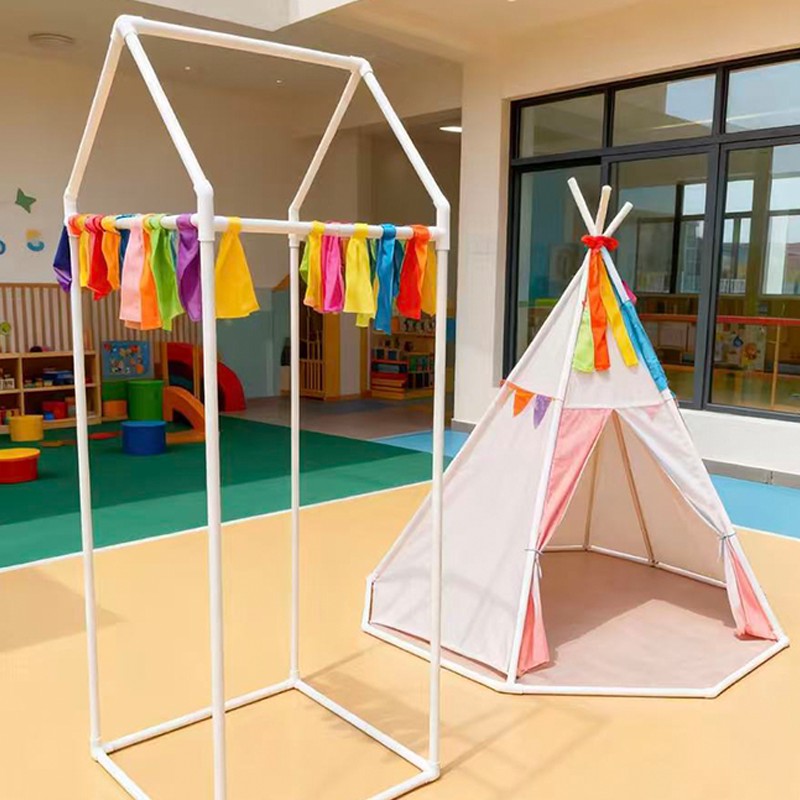 幼儿园PVC装饰架美工区户外活动工diy手工游戏道具自制帐篷豆豆线