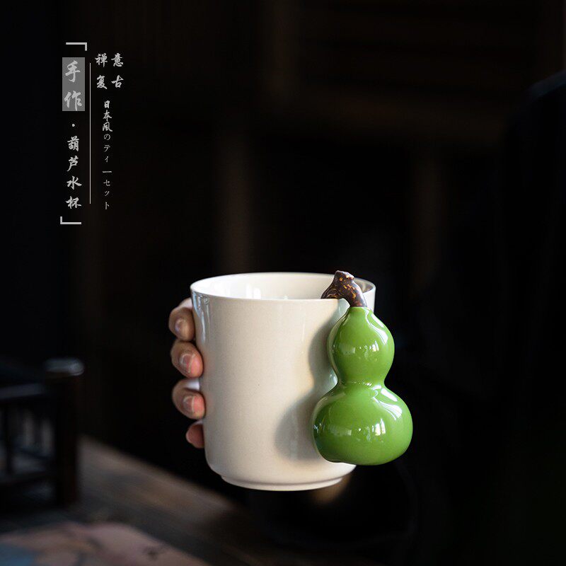 手工陶瓷水杯茶杯复古景德镇家用功夫茶杯办公喝水杯子个性主人杯