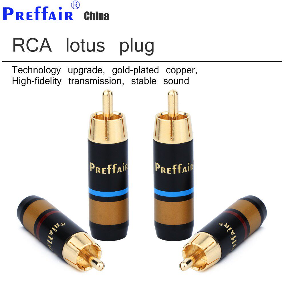Preffair 镀金RCA头莲花插头发烧音频端子同轴接线端子8