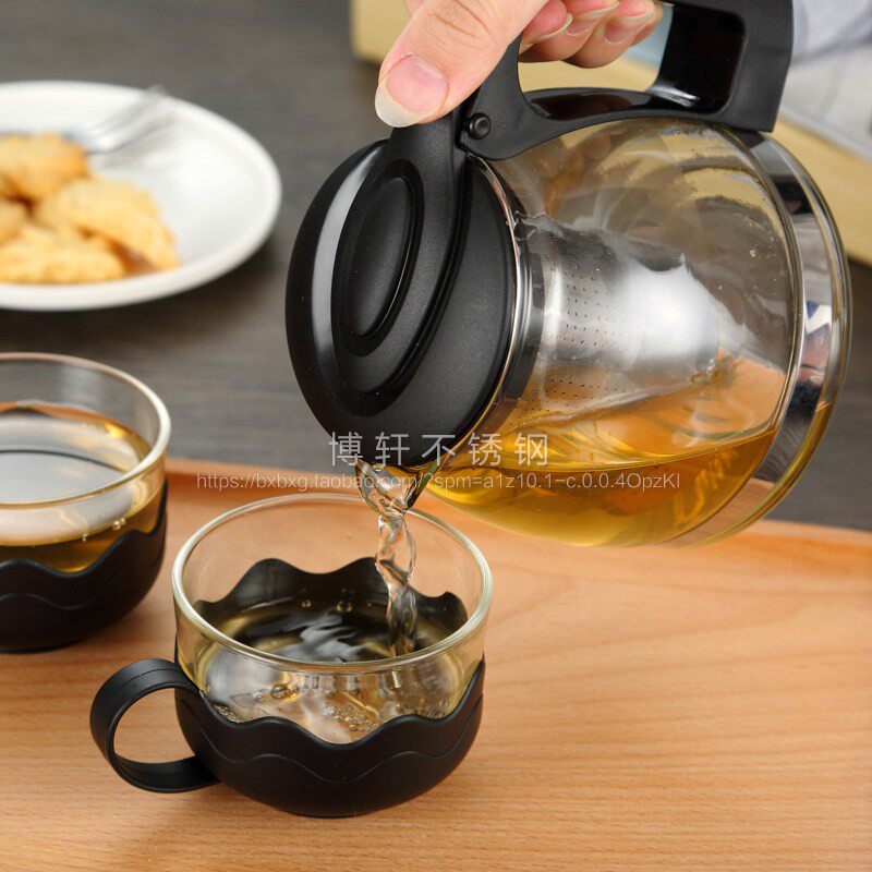 玻璃花茶壶 过滤 茶壶套组 家用 办公 耐高温 茶壶套组茶杯组合