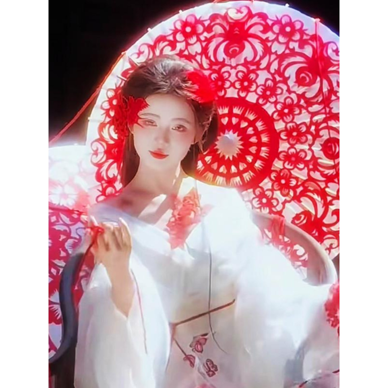 古风绸布伞大红舞蹈演出伞DIY花城走秀花伞汉服古装伞婚庆道具伞