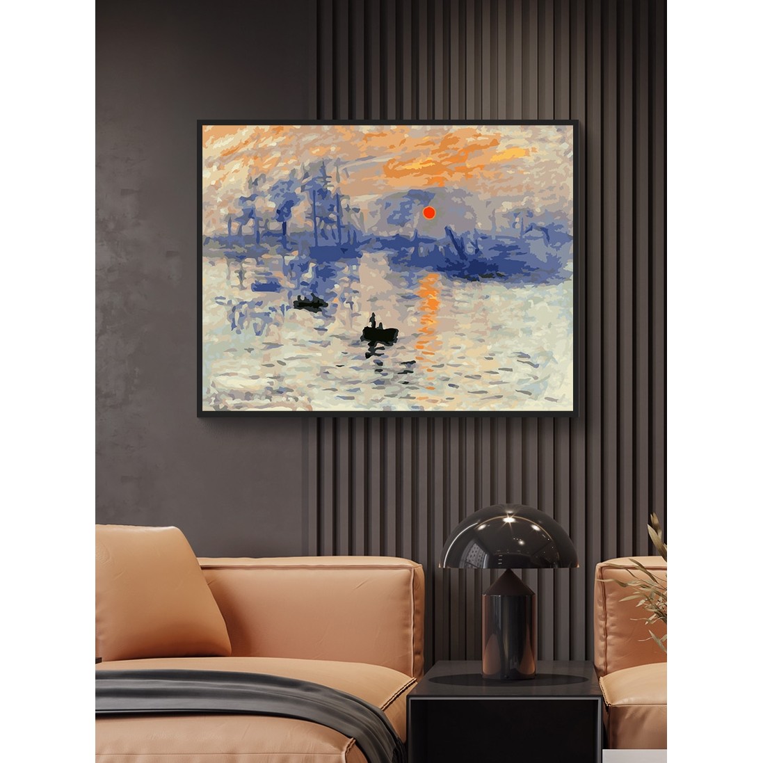 diy数字油彩画手工绘减压填充数字油画莫奈日出 手工填色世界名画