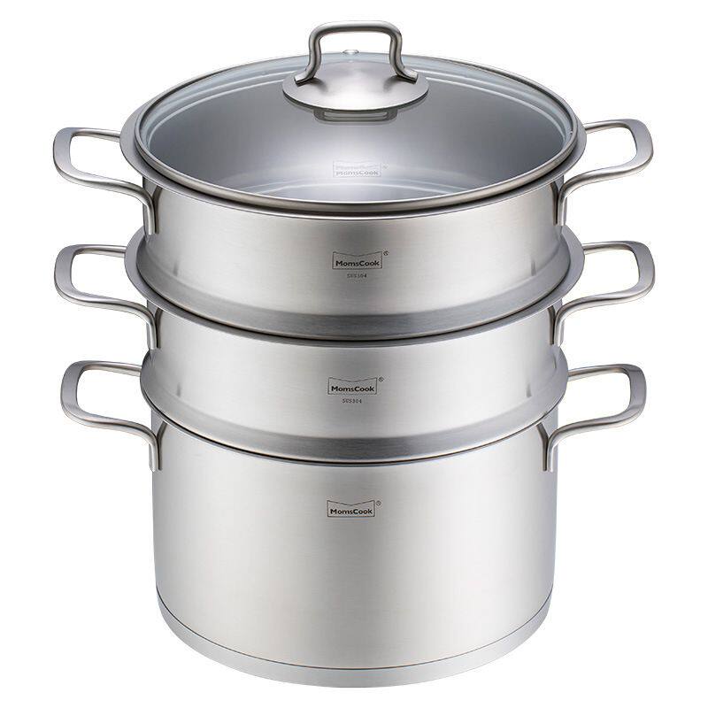 慕厨蒸锅家用304不锈钢加厚双层三层蒸笼电磁炉瓦斯炉蒸馒头锅具