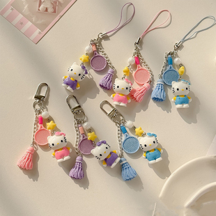 可爱卡通kitty包包挂件凯蒂猫羽毛球钥匙扣女生书包挂饰KT手机链