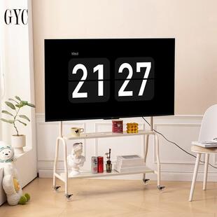 电视机落地式支架客厅卧室碳钢铁艺可移动简约推车家用挂架40-75