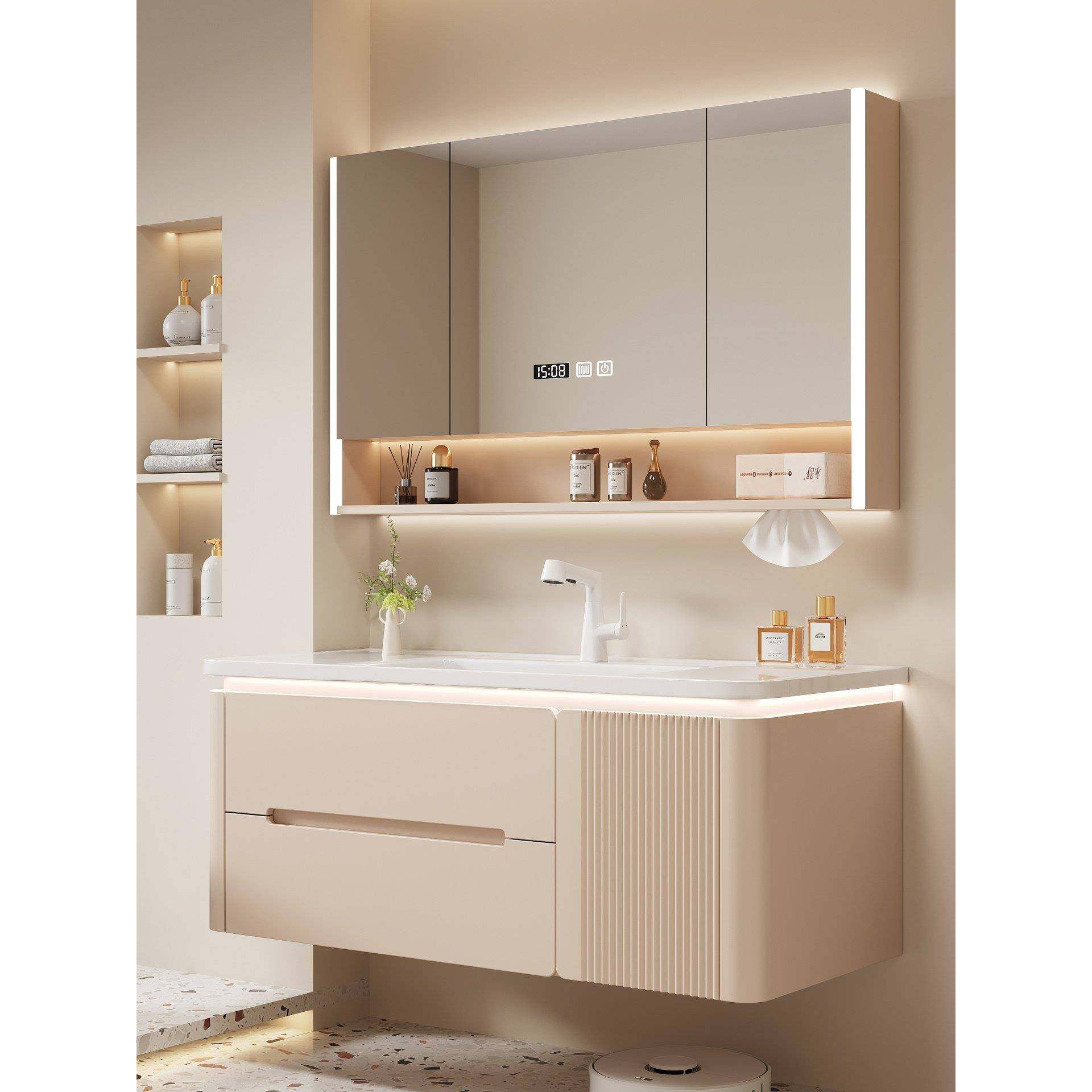 法式奶油风圆角浴室柜陶瓷一体盆卫生间洗漱台洗脸洗手盆组合卫浴,家装主材,浴室柜组合,淘宝优惠券,粉丝福利购,淘宝优惠卷