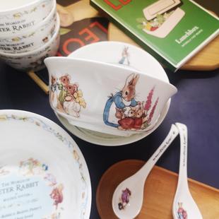 出口骨瓷彼得兔餐具 可爱卡通米饭碗菜盘 家用餐具深盘大盘 乔迁