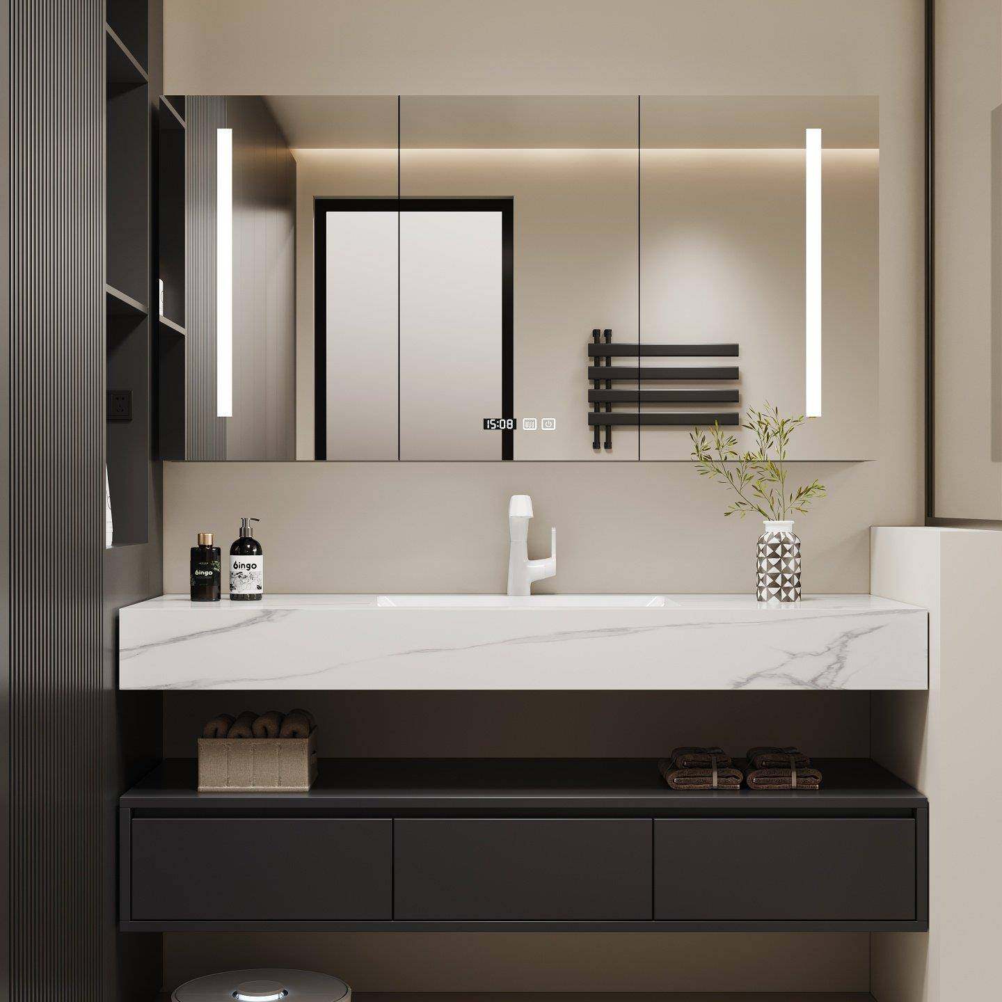 浴室柜岩板无缝一体盆酒店风洗漱台实木洗手洗脸盆柜组合现代简约,家装主材,浴室柜组合,淘宝优惠券,粉丝福利购,淘宝优惠卷