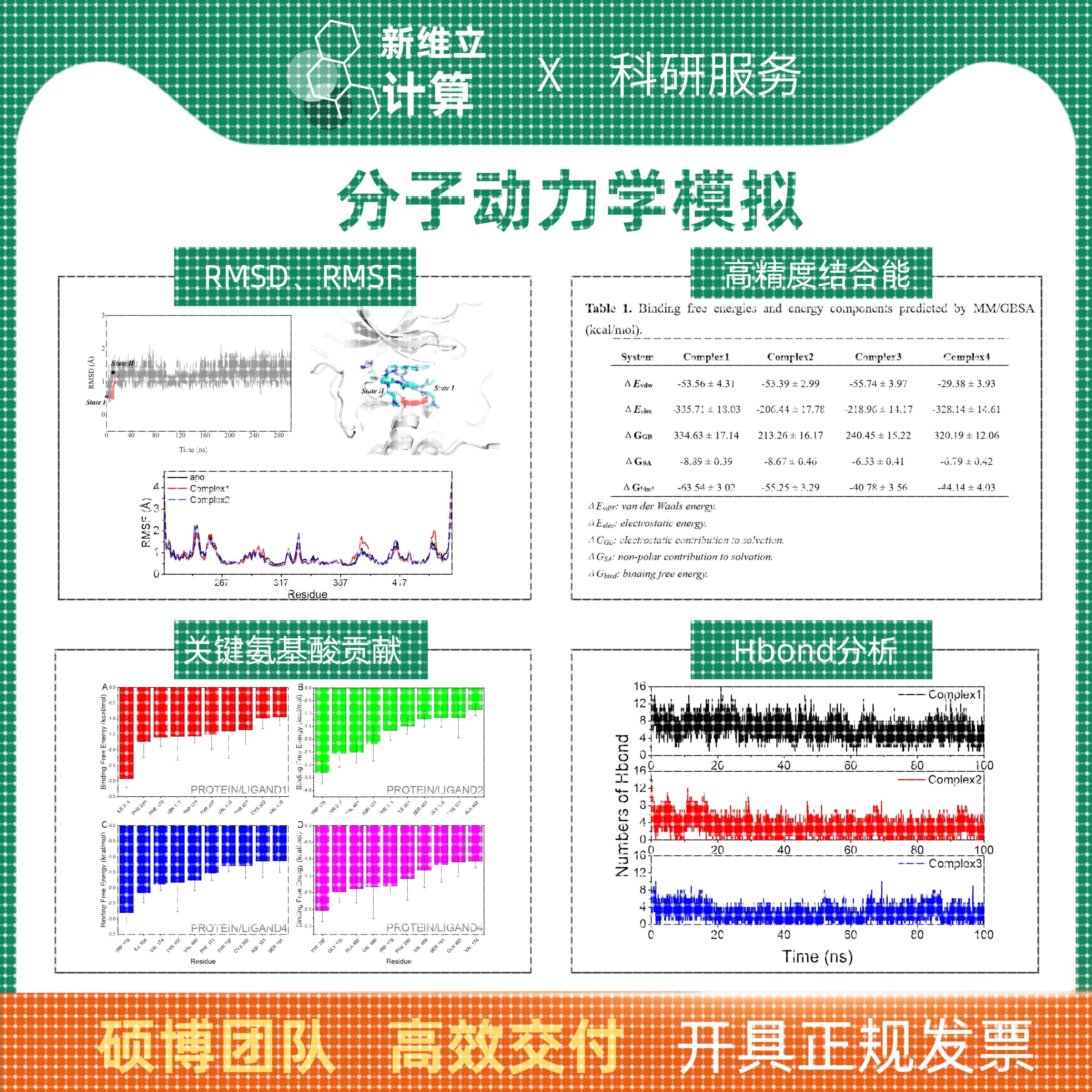 分子对接 分子动力学模拟  虚拟筛选 网络药理学 批量对接