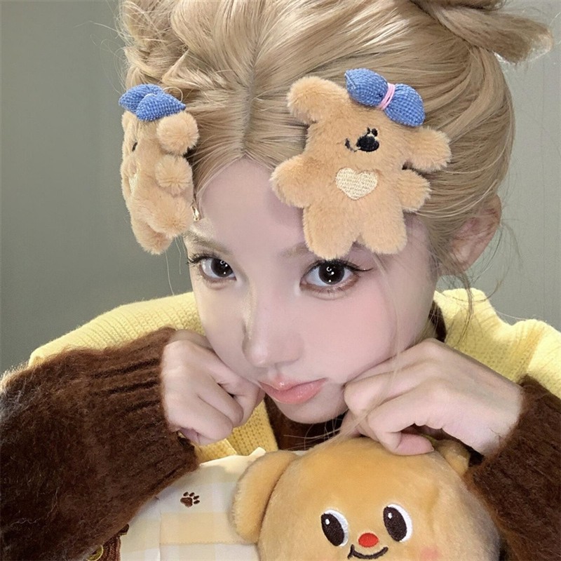 zoozmini可爱卡通毛绒发夹女刘海前额侧边碎发发卡网红小夹子头饰