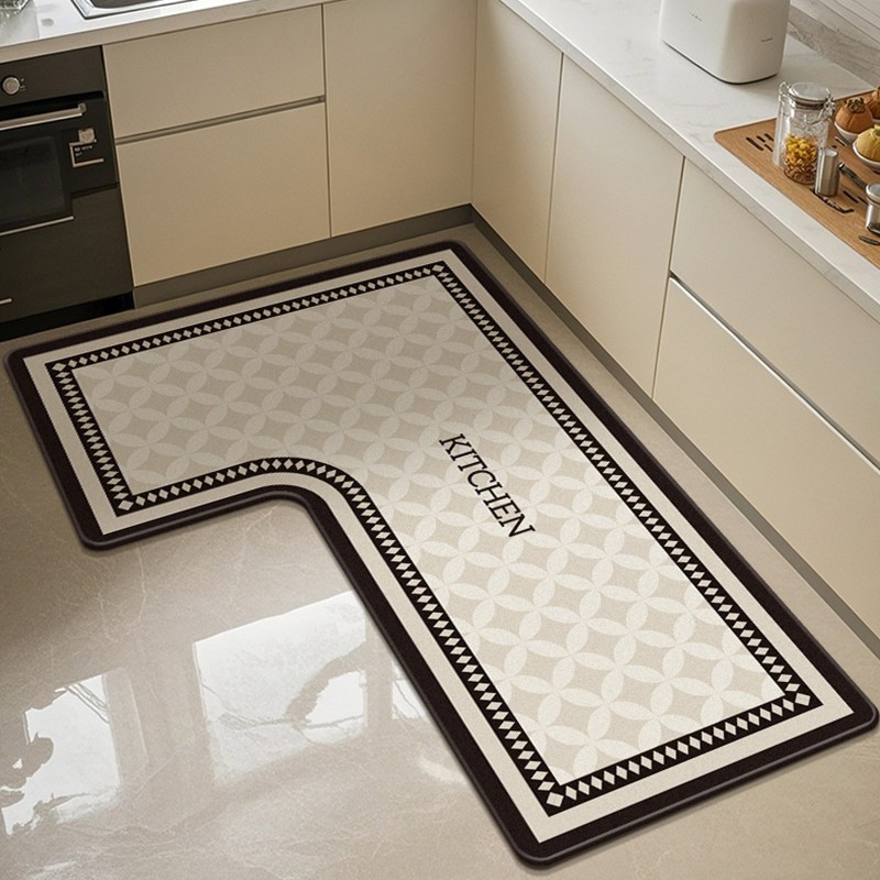 2025新款厨房L形地垫防滑防油可擦免洗耐脏门口地毯家用脚垫