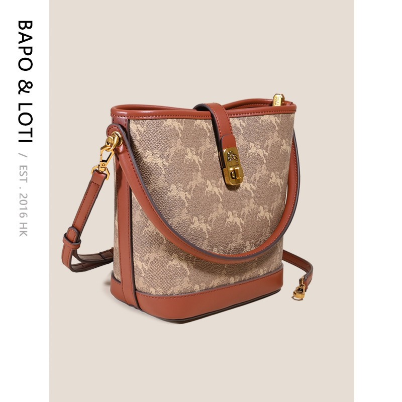 今年流行包包女2024新款老花水桶包复古百搭托特包质感单肩斜挎包