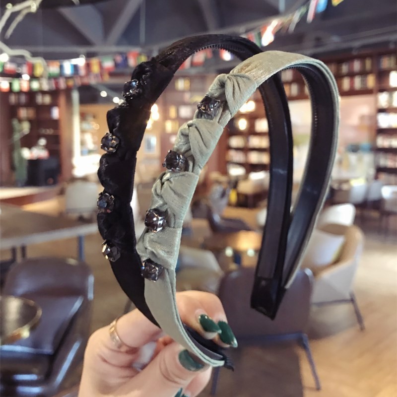 简约镶钻细边带齿发箍头饰新款拧结压发洗脸化妆防滑头箍女士