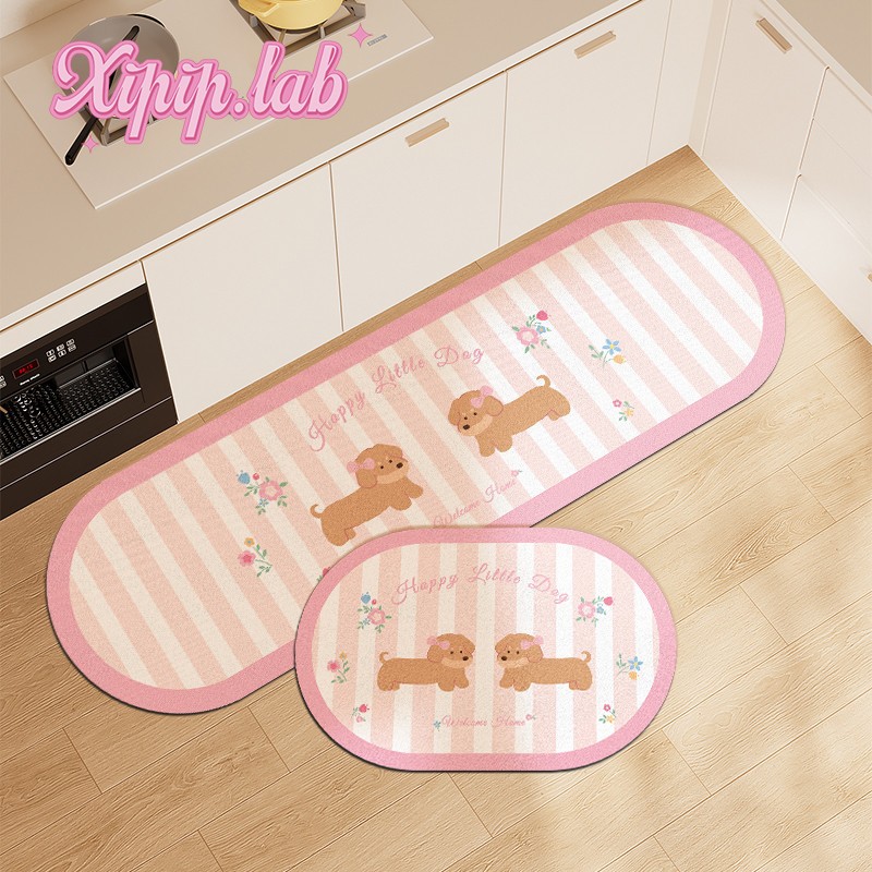 xipiplab韩系腊肠小狗厨房地垫吸水吸油脚垫可擦免洗防滑长条门垫