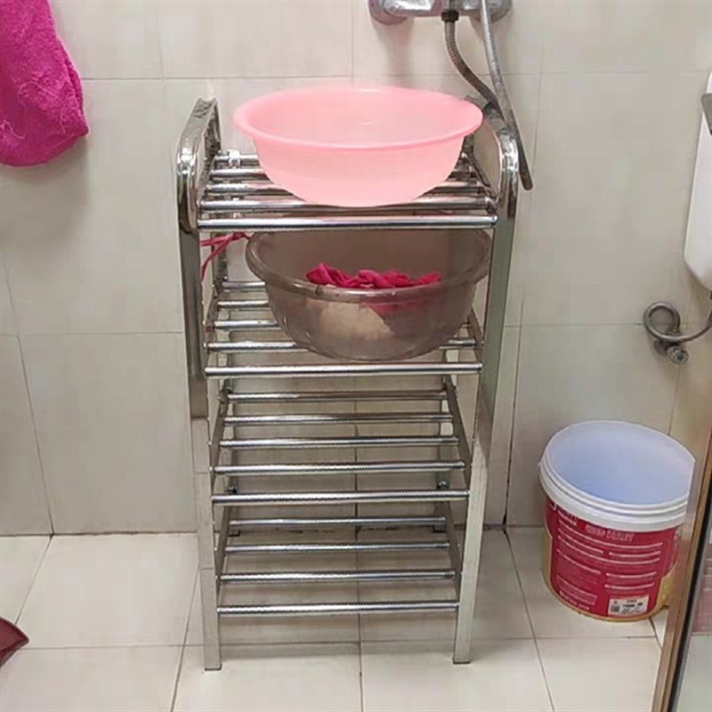 不锈钢脸盆架卫生间置物架浴室收纳架多功能宿舍落地支架放盆架子