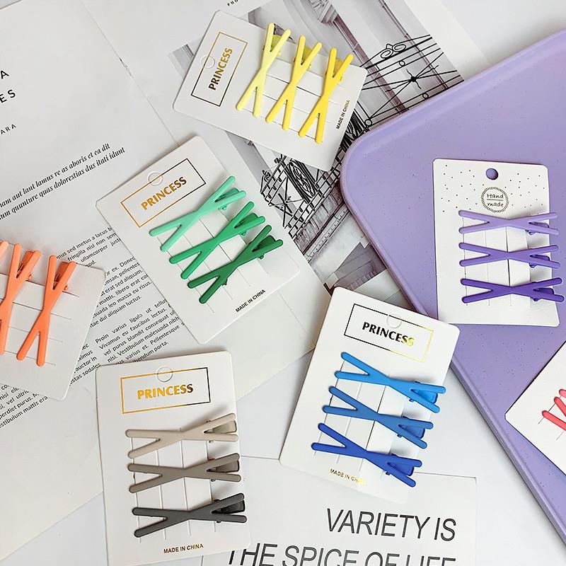 3个装发夹渐变色前额刘海夹碎发夹侧边夹子头饰女鸭嘴夹边夹