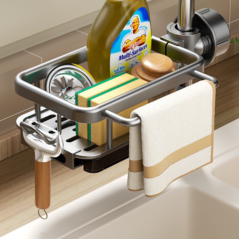 厨房水龙头置物架洗碗布毛巾抹布水槽边沥水架海绵钢丝球收纳架子
