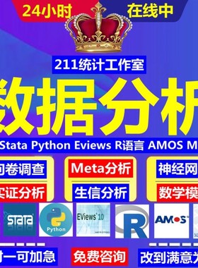 SPSS数据分析服务amos问卷调查eviews实证stata计量meta医学R代做