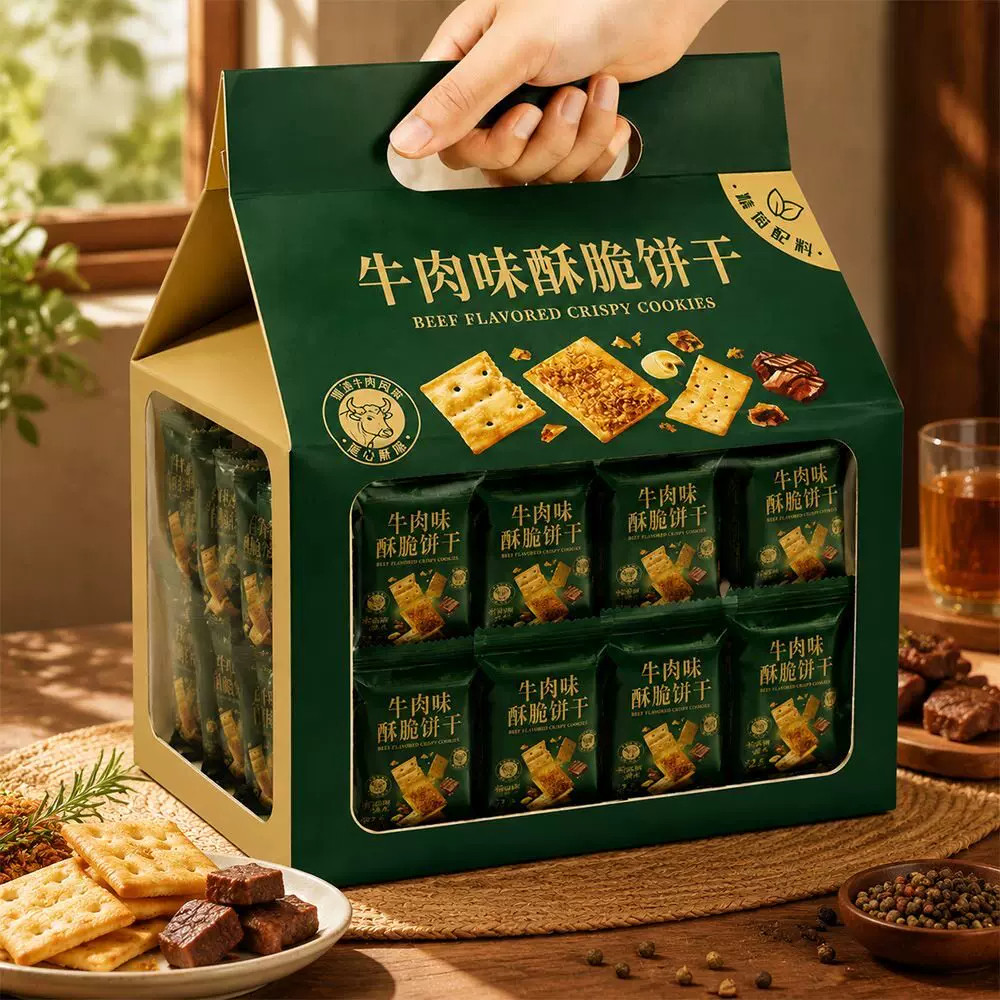 牛肉馅酥脆饼干酥性苏打咸味独立小包装解馋休闲零食原箱礼盒