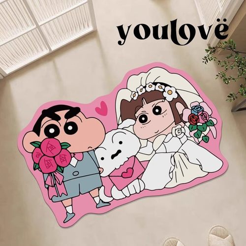 Cratejoy防滑卫浴吸水蜡笔小新入户门垫泥浴室地垫软垫居家硅藻门