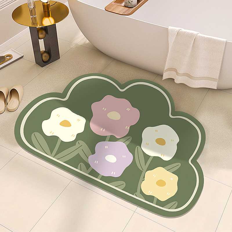 菲律宾简约异形小吸水防滑家用现代清新地垫卫生间浴室脚垫浴室花
