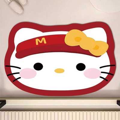 Zibbet可爱猫速干地垫强裁剪门口可浴室脚垫卡通吸水厕所凯蒂防滑