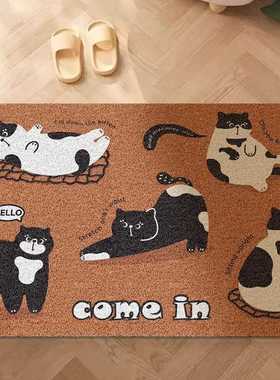韩国玄关入户门刮泥防滑垫可土丝垫剪裁门口进猫咪日系复古圈地地
