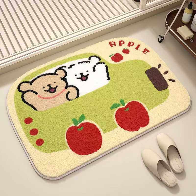 Newegg线条地地垫浴室垫脚垫耐脏浴室门口羊绒吸水防滑卫生间小狗