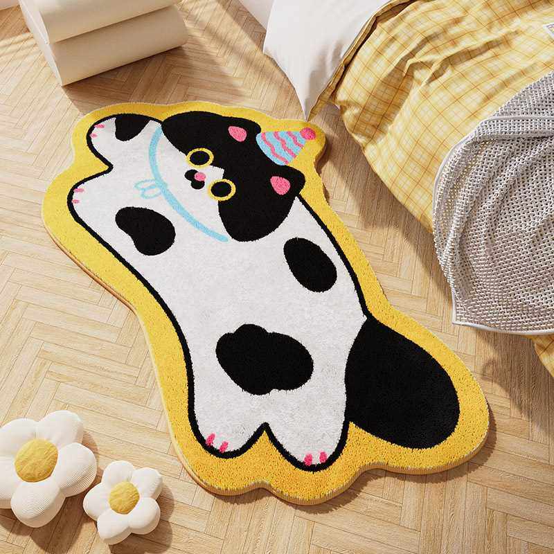 日本床边防滑地垫儿童毯直发卡通地毯客厅卧室舒适羊绒耐脏柔软