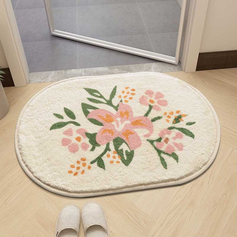 巴西门浴室厕所地毯吸水卧室严选家用地垫羊绒椭圆防滑垫进门卫生