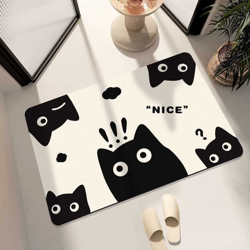 Walmart进门卡通可爱硅藻软卫生间硅藻防滑浴室吸水地垫脚垫垫泥