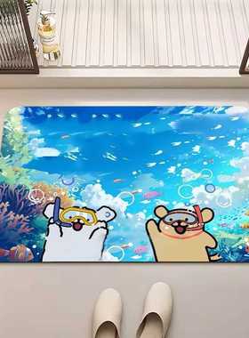 Casas Bahia软泥小狗浴室速干硅藻门脚垫垫淋浴线条可爱防滑地垫