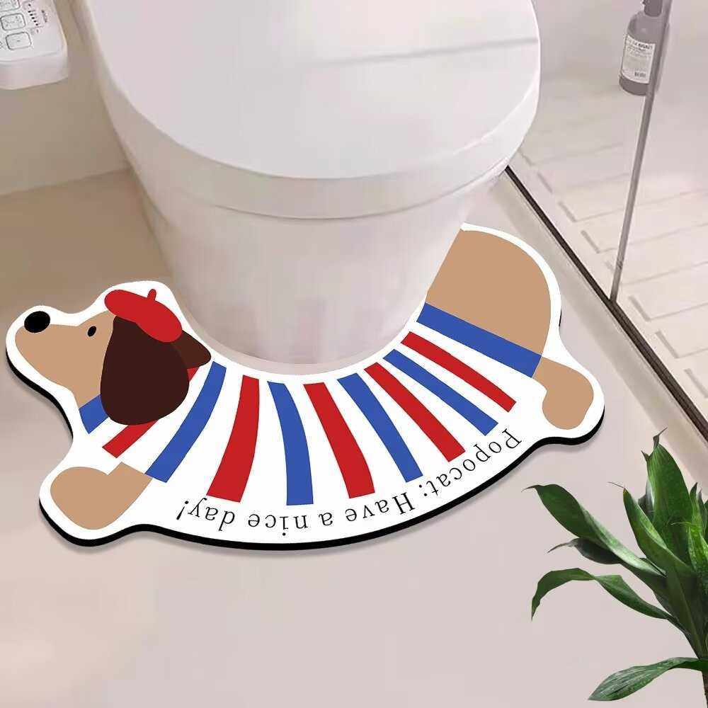 DHgate垫垫防滑脚垫卫生间马桶家用可爱型耐脏垫蹭防溅地腊肠狗尿