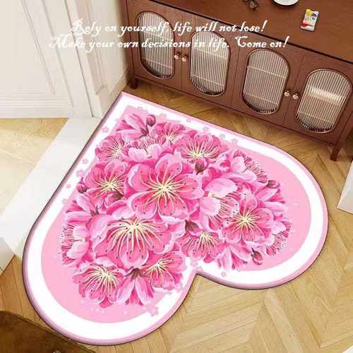 欧洲垫装饰绒地地垫防滑垫入户门花卉形状进门爱心美式卫生间水晶