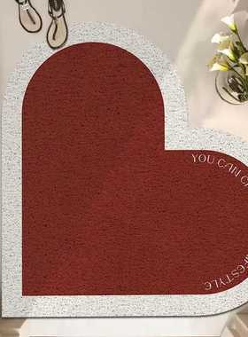 瑞典简约心形地垫家用爱心玄关丝圈地毯除尘垫子蹭入户门耐磨耐脏