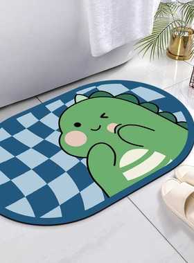 Mercado Libre踩浴室垫卡通脚可爱防滑垫格纹门地垫厕所椭圆形吸