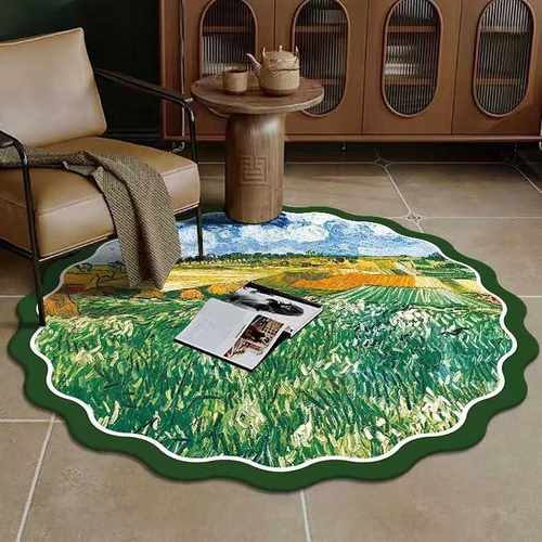 马耳他吸水风地毯转椅泥浴室圆形卫生间软垫代发硅藻客厅田园速干