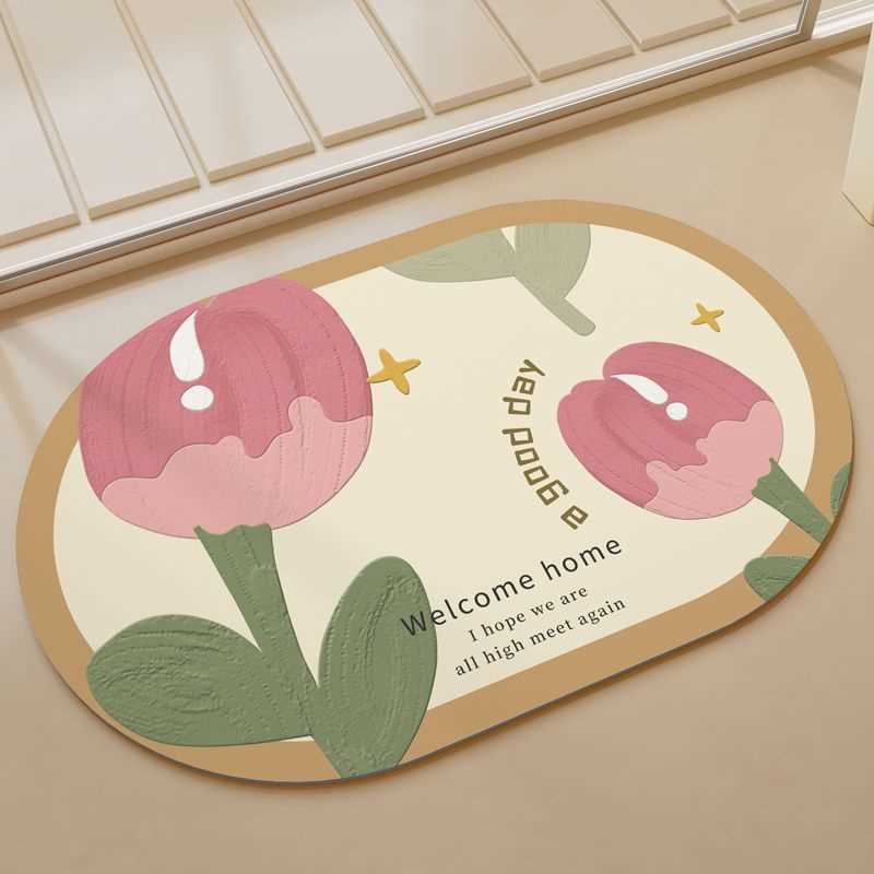 Qoo10硅藻速干脚垫家用肌理吸水地毯泥地卫生间软垫浴室防滑垫门