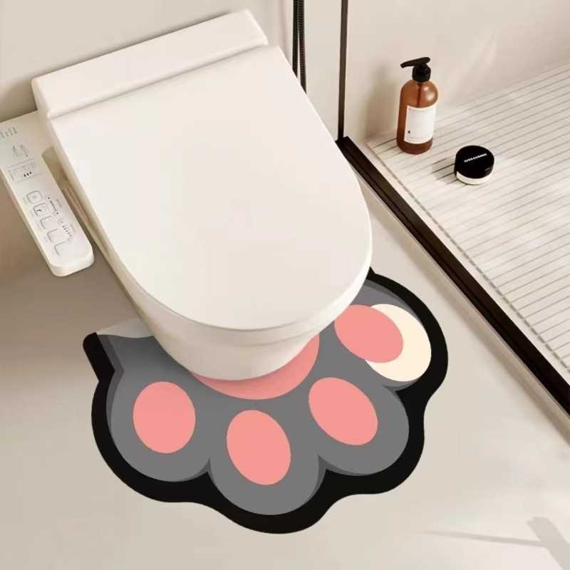 Etsy耐脏可爱地垫易猫爪型U卡通垫打理卫生间进门吸水地垫马桶泥