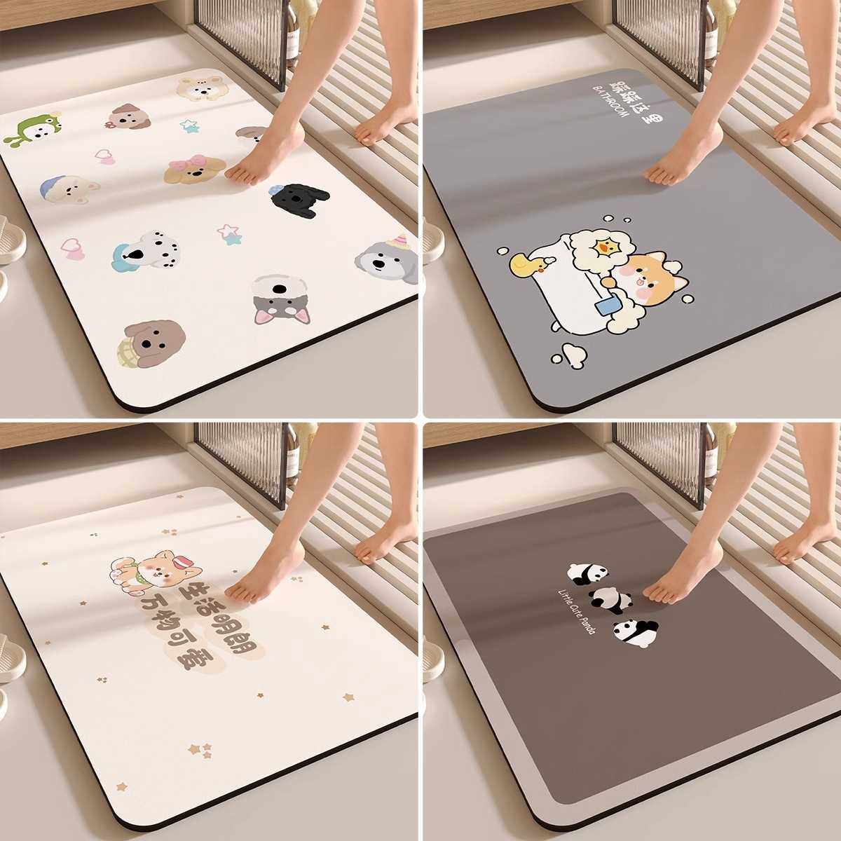 浴室防滑脚垫垫门硅藻代发垫易泥地玄关现货打理入户吸水卡通简约