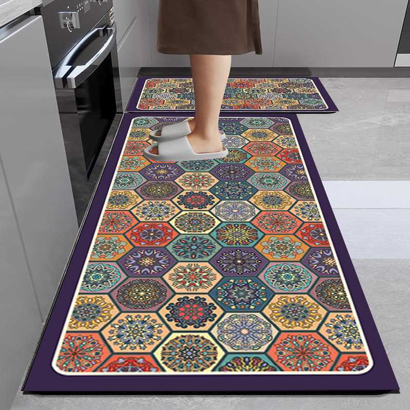 风条纹泥地吸水防滑长条跨境代厨房脚垫简约硅藻地垫速干吸油家用