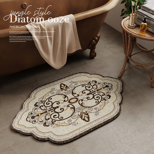 Mercado Libre异形门口垫浴室复古防滑垫踩脚美式硅藻卫生间厕所