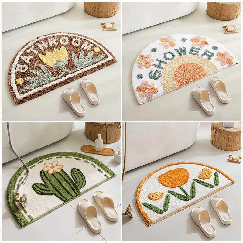 Real.de防滑浴室门口地毯简约ins半圆地垫脚垫卫生间加厚洗手间吸