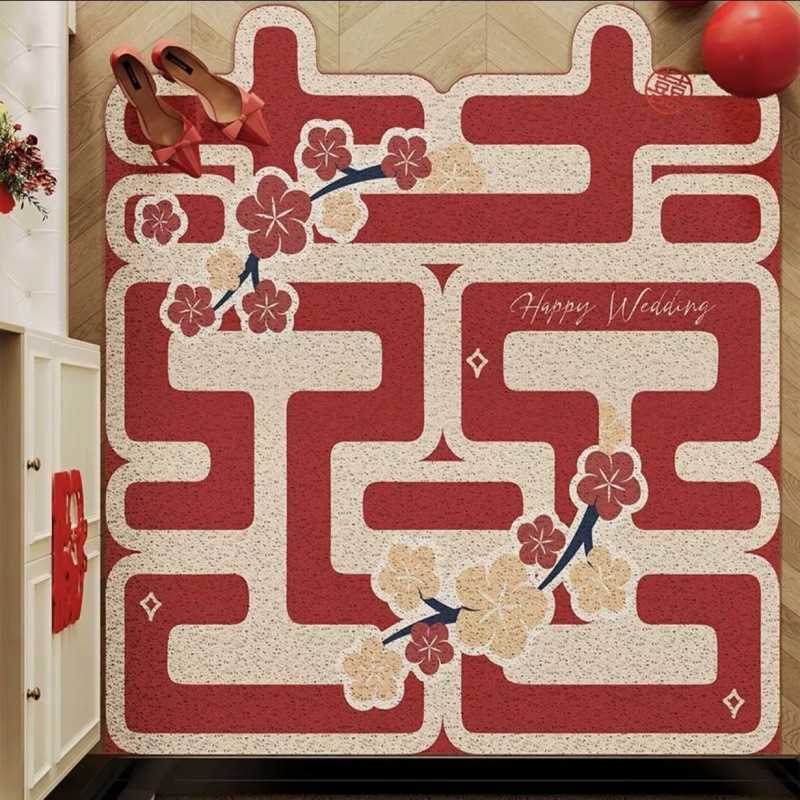 Linio脚垫入户蹭喜庆地垫耐脏进门双喜刮泥土新婚房垫玄关除尘装