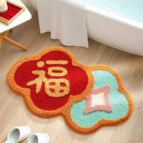 希腊家用卧室厕所腳踏墊垫门口卫生间浴室地垫脚垫吸水防滑居家大