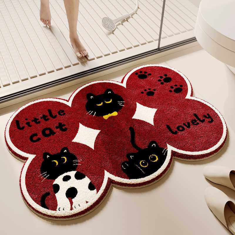 日本打理卫生间脚垫易浴室羊绒地垫厕所家用地毯垫门吸水耐脏卡通